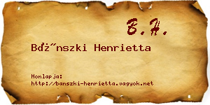 Bánszki Henrietta névjegykártya