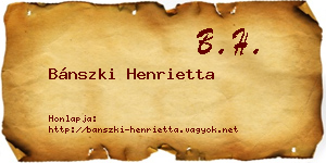 Bánszki Henrietta névjegykártya